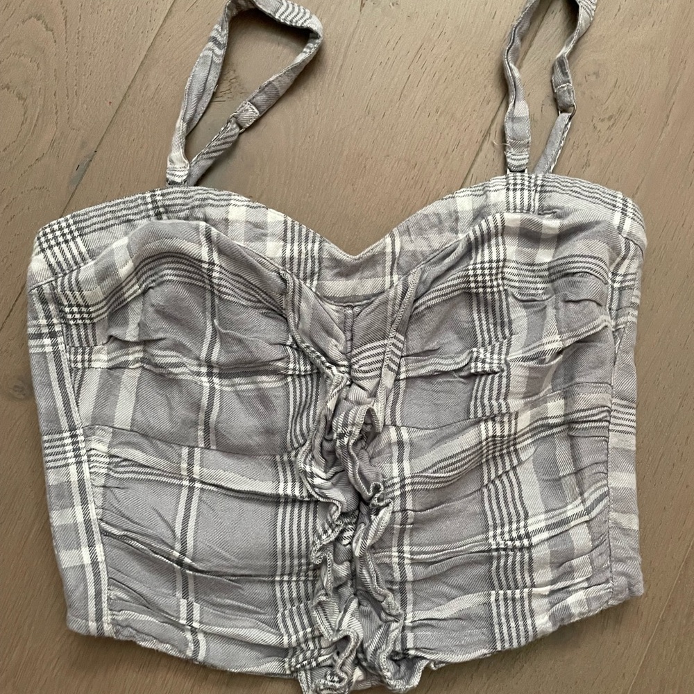 Abercrombie & Fitch Gray Checkered Crop Top